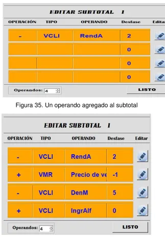 Figura 35. Un operando agregado al subtotal 