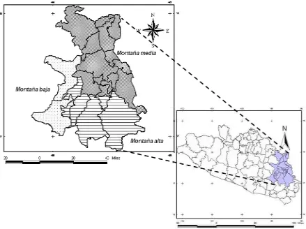 Figura 1. Localización estatal de la región de la Montaña de Guerrero 