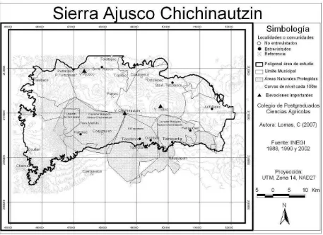 Figura 7. Mapa de la Sierra Ajusco Chichinautzin. 