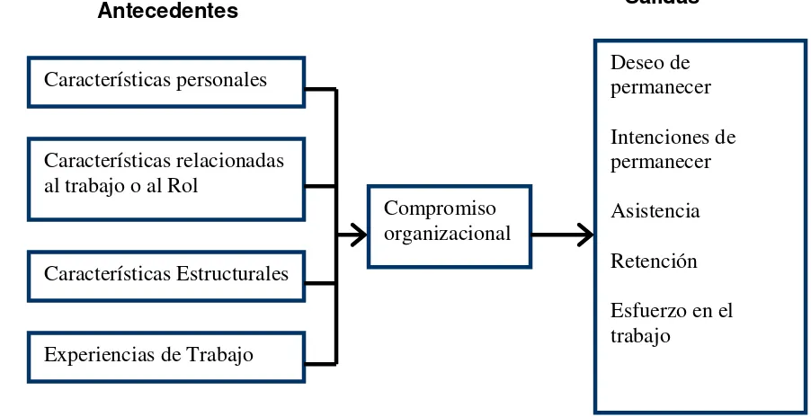Figura 2 Antecedentes y salidas del compromiso organizacional (Mowday, Porter, Steers, 1982) 