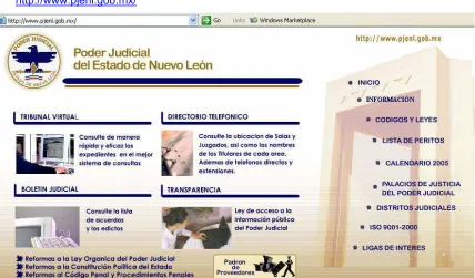 Figura 1.1 Web del Poder Judicial del estado de Nuevo León. 