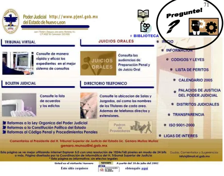 Figura 3.17 Web del Poder Judicial con icono agregado de referencia  