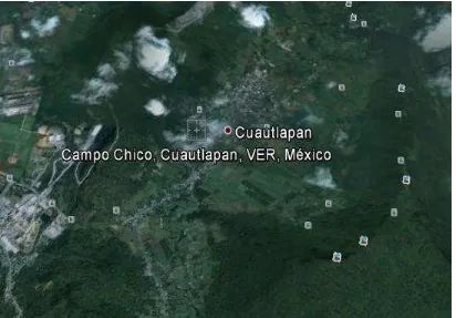 Figura 3. 1. Localización de Campo Chico, Ixtaczoquitlán, Veracruz. Imagen obtenida a través del software Google Earth©; disponible en http://www.google.es/intl/es/earth/index.html