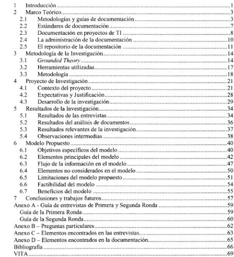 TABLA DE CONTENIDO