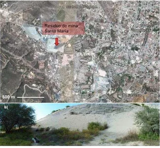 Figura 7. a) Ubicación del Residuo de mina Santa María en el distrito minero de 