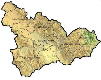 Figura 4. Orografía e hidrografía de la región de Tehuacán, Puebla. 