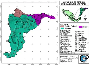 Figura 6. Localización de la subcuenca del Rio Yautepec. Fuente: elaboración propia a partir de información de INEGI (2010)