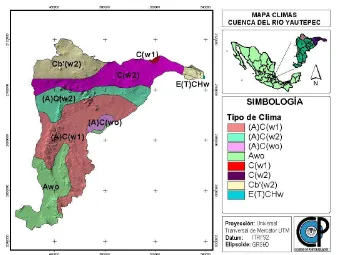 Figura 7.  Tipo de clima de la subcuenca del río Yautepec. Fuente: elaboración propia a partir de información de CONABIO (1998)