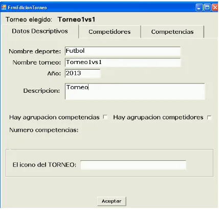 Figura 4. Interfaz para crear un nuevo Torneo 