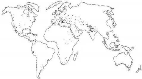 Figura 7. Distribución mundial de Phalaris minor.