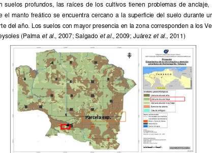 Figura 2.2. Mapa de geomorfología donde se ubica el área de estudio, Fuente: Elaboración propia con base a Microrregión de Atención Prioritaria 2011 