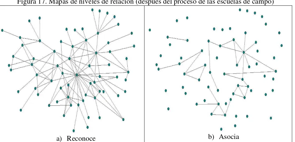 Figura 17. Mapas de niveles de relación (después del proceso de las escuelas de campo) 