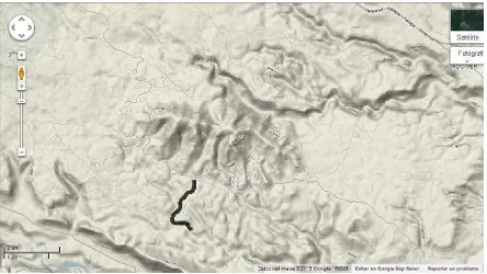 Figura 1.- Delimitación de la Barranca de Monte Obscuro, Veracruz, México. Imagen tomada de http://maps.google.com.mx 