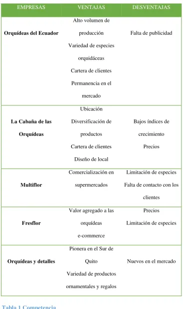 Tabla 1 Competencia 