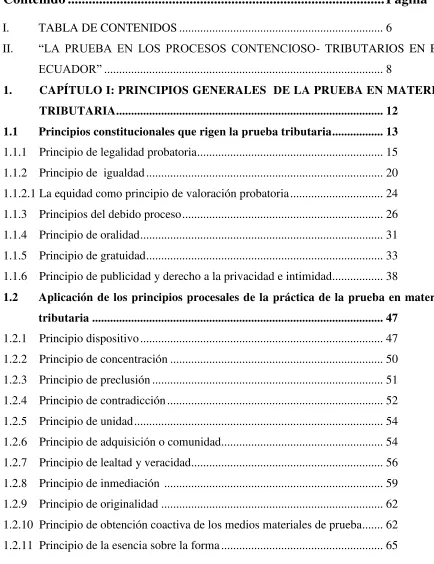 TABLA DE CONTENIDOS ...................................................................