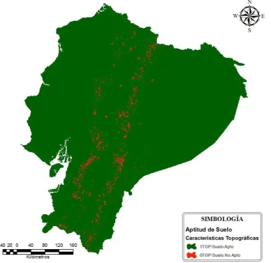Cuadro 5.1. Área de suelo valorado como aceptable (1TOP) por topografía. 