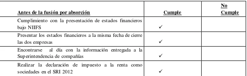 Cuadro No. 13 Antes de la fusión 