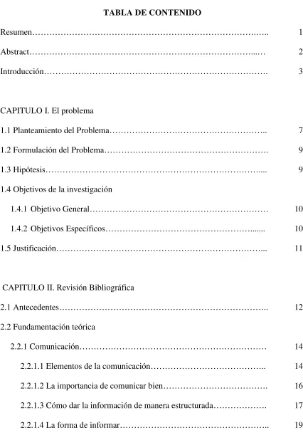 TABLA DE CONTENIDO