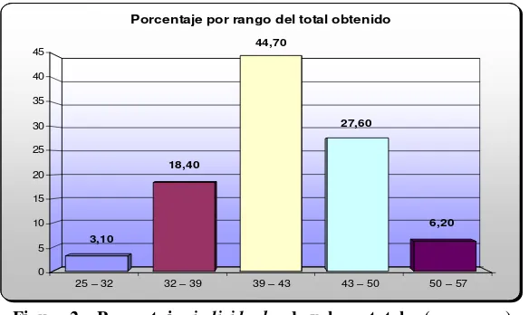 Figura 2 – Porcentajes individuales de valores totales (en rangos) 3