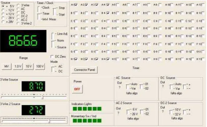 Figura 3. Interfaz del Software. La pantalla visualiza todos los módulos integrados. En este caso se visualizan 13 de los módulos presentes en la configuración del equipo existente (Fig.1)