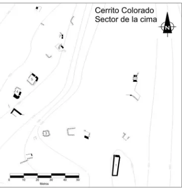 Figura 3. Plano de las construcciones en la cima del Cerrito Colorado
