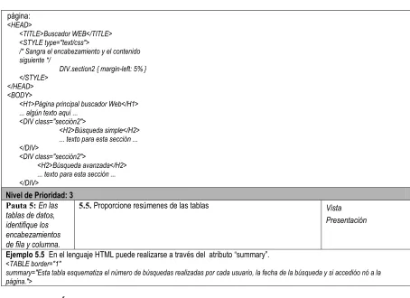 tablas de datos, identifique los encabezamientos 