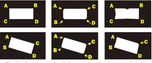 Fig. 3 - Casos generales de las coordenadas de un rectángulo 