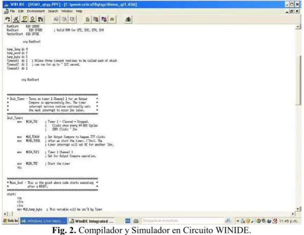 Fig. 2. Compilador y Simulador en Circuito WINIDE. 
