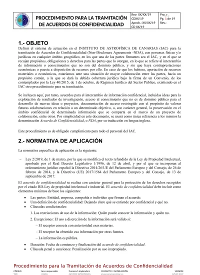 Procedimiento Para La TramitaciÓn De Acuerdos De Confidencialidad 7731