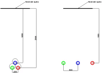 Fig. 1 – Profundidades y separación de CS en  ductos y empalmes. 