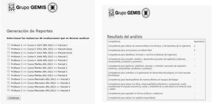 Fig.5. Interfaces de generación de informe. 