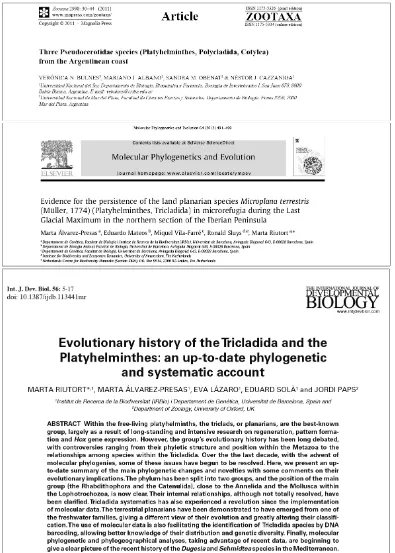 Figura 3. Encabezados de tres trabajos científicos publicados en revistas periódicas. 