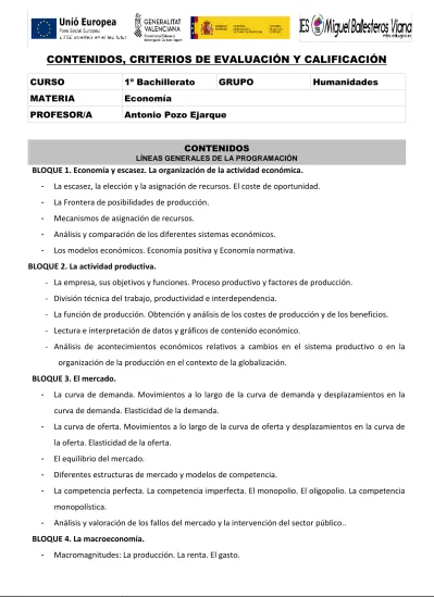 Contenidos Criterios De EvaluaciÓn Y CalificaciÓn