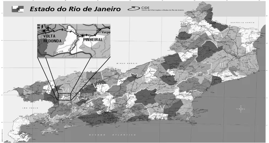 Figura 1. Localização da área de estudo no Estado do Rio de Janeiro, Brasil. Fonte: CIDE (Centro de Informações e  