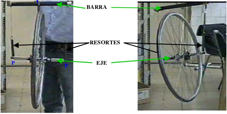 Figura 4. (a)Dispositivo experimental empleado en la actividad 2.   (b) Inclinación de la barra por el diferente alargamiento de los resortes 