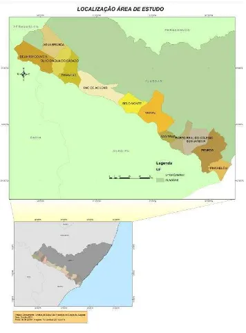 Figura 1. Localização da área de estudo e os municípios envolvidos.  
