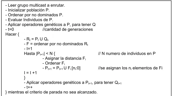 Figura 7. Pseudocódigo del cNSGA2 