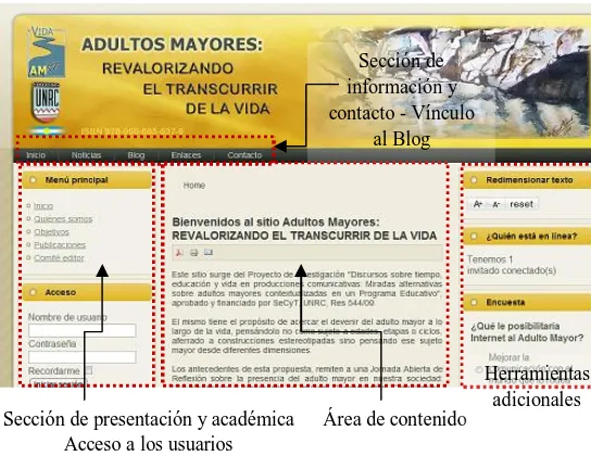 Figura 1. Sitio Web Adultos Mayores: Revalorizando el transcurrir de la vida. http://www.websiglo21.net/revalorizandoamayores (url provisoria) 