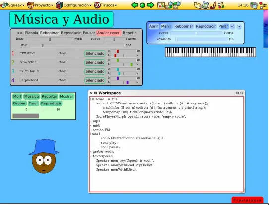 Figura 1 - Una pantalla de Squeak con objetos Morph 