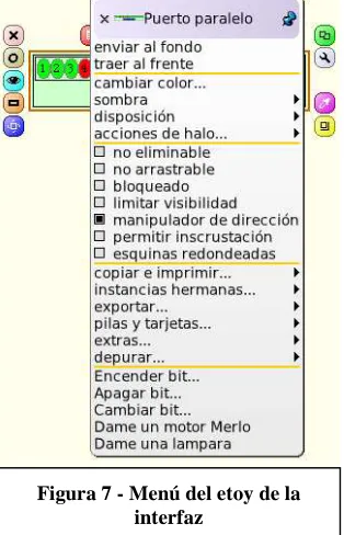 Figura 7 - Menú del etoy de la interfaz 