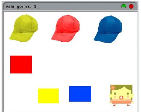 Figura  6. Solución propuesta por un alumno del problema de las gorras (pantalla de ejecución) 