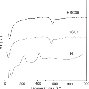 Figura 2. Termogramas de análise térmica diferencial (DTA) dos precursoresdos catalisadores obtidos