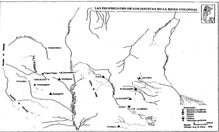 Figura 1: Mapa: Las propiedades de los jesuitas en la Rioja 