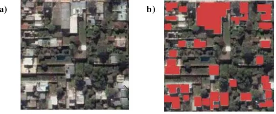 Fig. 1. a) Imagen satelital. Barrio La Loma, La Plata     b) Relevamiento manual 
