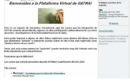 Fig. 10: Página principal de la Plataforma de Enseñanza GATMA 