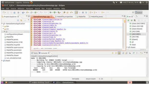 Fig. 3 iSense firmware in the Eclipse C/C++ Development Environment 