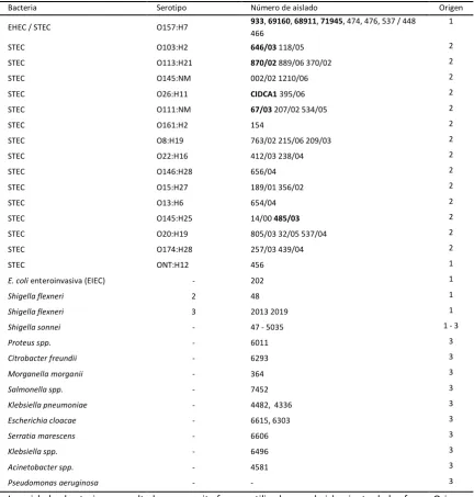 Tabla 1   Aislados bacterianos 