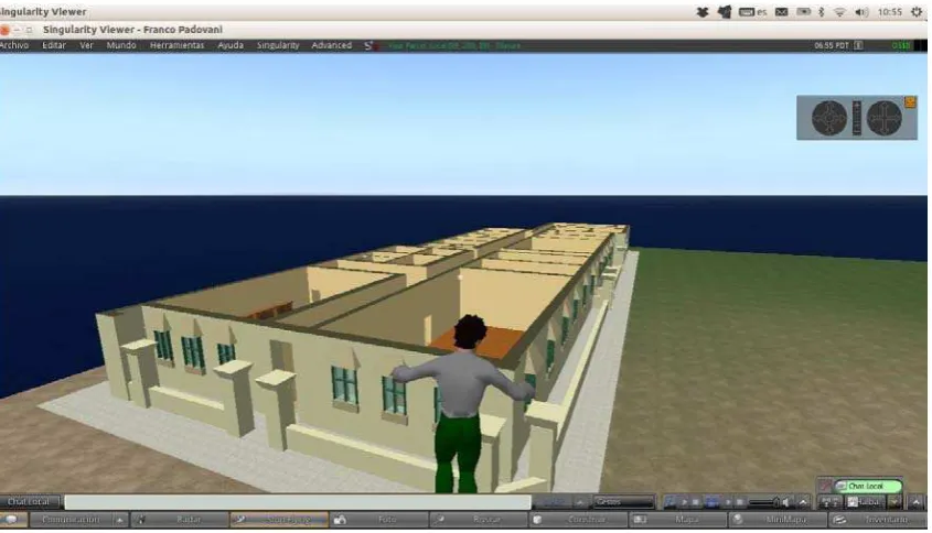 Figure 3. UNNOBA’s building constructed from Google Sketchup already imported into OpenSim