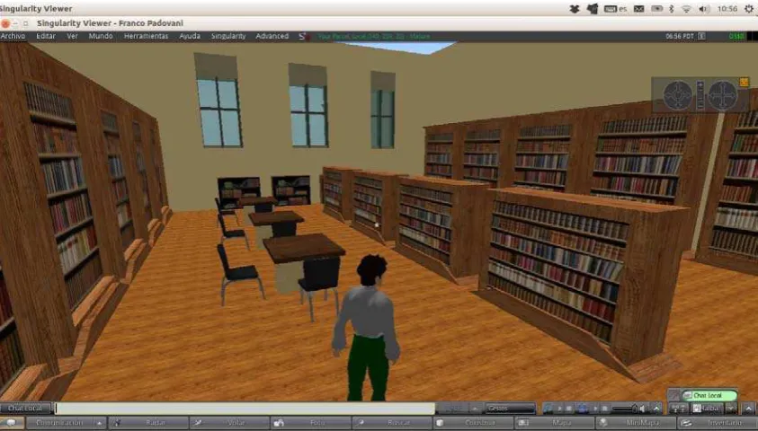 Figure 4. Library UNNOBA’s building constructed from Google Sketchup already imported into OpenSim