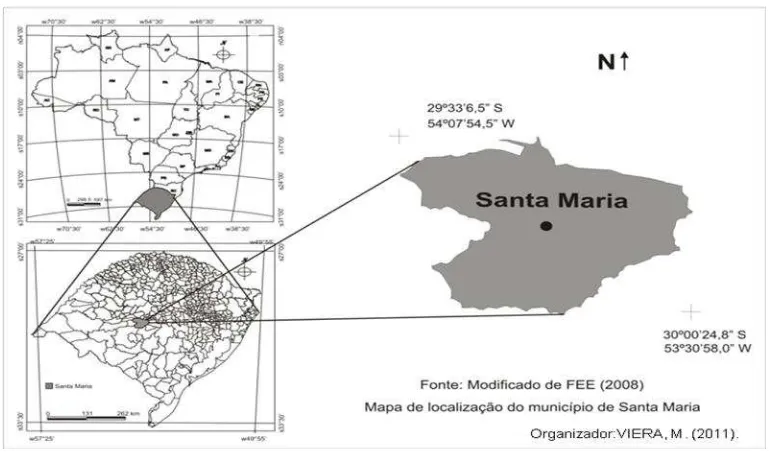 Figura 1. Localização geográfica do município de Santa Maria, RS, Brasil.  